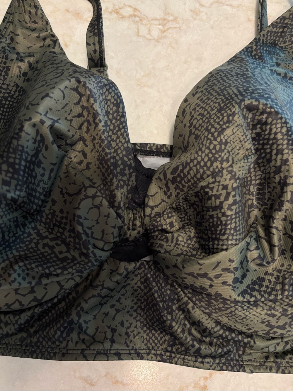 Lane Bryant Cacique Olive Snakeskin Bikini - Top 40F/Bottom 18 - Picture 7 of 12